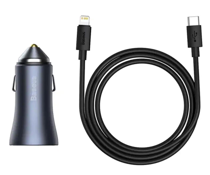 Ładowarka i akumulator BASEUS Golden Contactor Pro Car Charger U+C Grey + cable TZCCJD-B0G